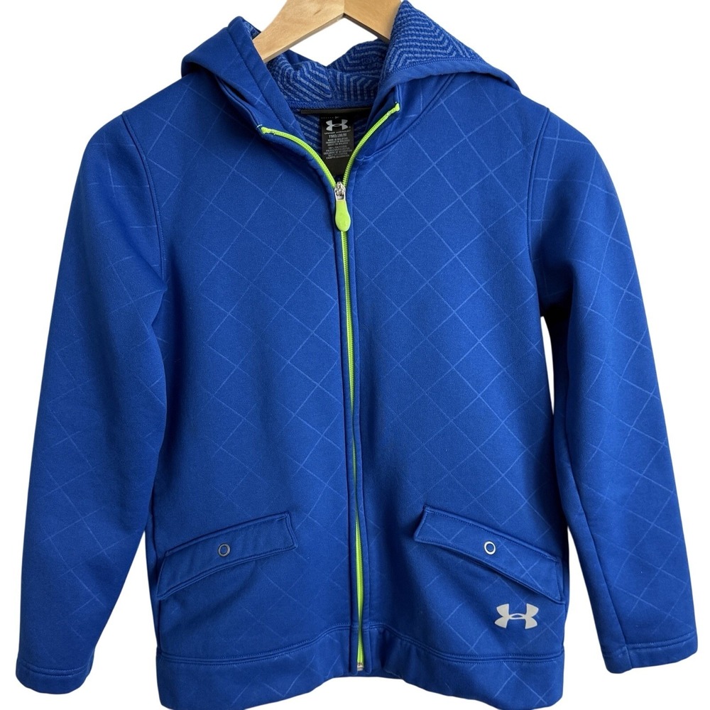 Under Armour Youth Jacket‎ Lightweight Hooded Full Zip Blue Youth Medium
